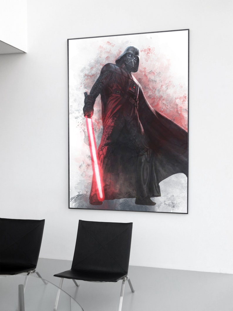Darth Vader Star Wars Poster Digital Printable Wall Art Clone Wars Download Lightsabers Movie Posters Prints Home Decor Hero Character