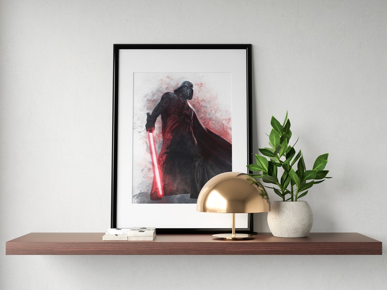 Darth Vader Star Wars Poster Digital Printable Wall Art Clone Wars Download Lightsabers Movie Posters Prints Home Decor Hero Character