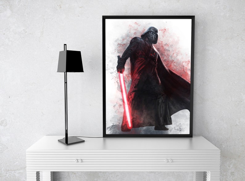Darth Vader Star Wars Poster Digital Printable Wall Art Clone Wars Download Lightsabers Movie Posters Prints Home Decor Hero Character