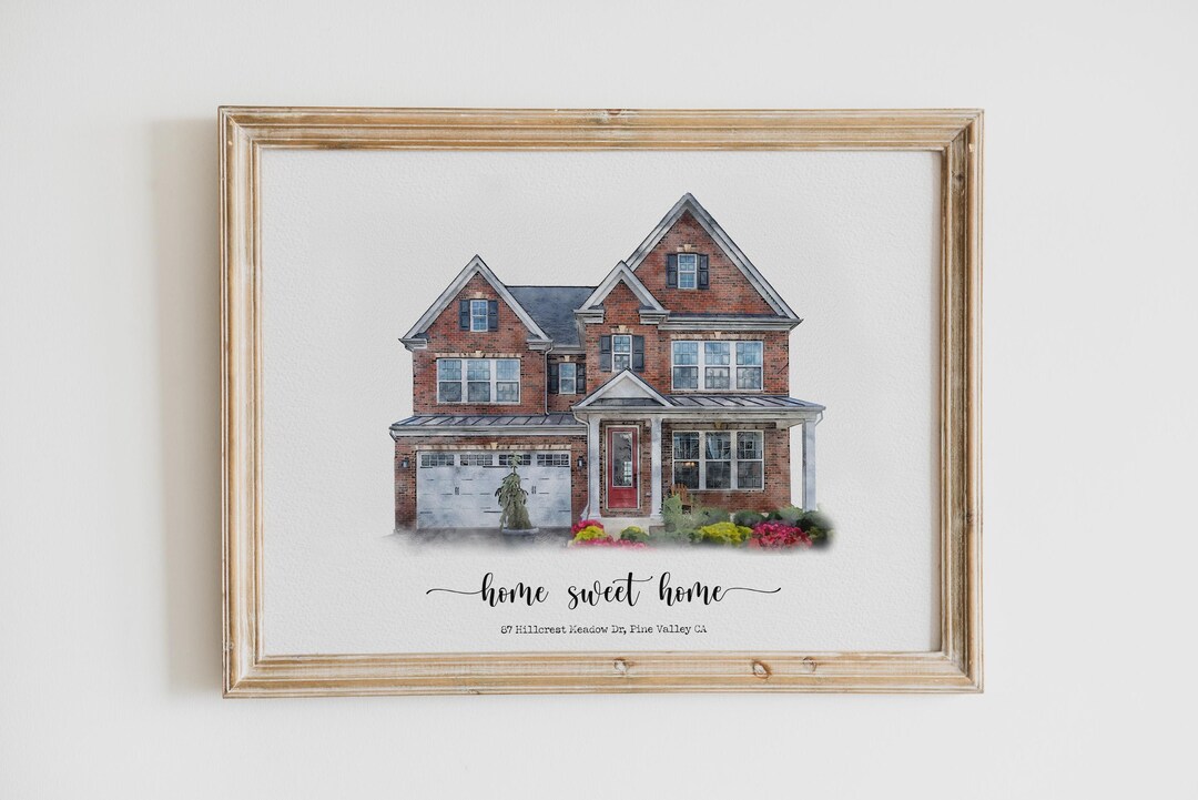 Watercolor House Portrait, Custom Home Painting, Personalized First ...