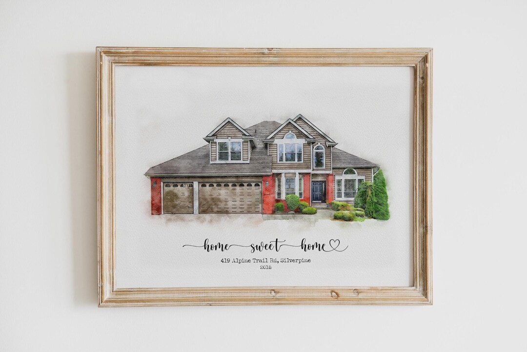 Personalized First Home Watercolor Portrait, Custom House Painting ...
