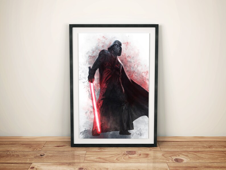 Darth Vader Star Wars Poster Digital Printable Wall Art Clone Wars Download Lightsabers Movie Posters Prints Home Decor Hero Character
