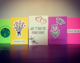 Diy Mothers Day Cards avec des invites d’écriture - Français langue