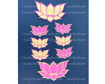 Set of 6- Card stock Lotus cutout/Lotus shapes paper cuts/lotus die cutouts/card stock flower cut outs