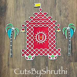 Wood Ratham Muggu cutouts  /Rangoli Ratham cutouts/kolam decor/Indian decor/House warming/Gruhapravesam decor/pooja backdrop decorations