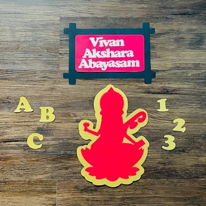 Aksharabhyasam (Customizable)/Vidyarambham decor/Vasant Pachami/Indian pooja backdrop/Goddess Saraswati
