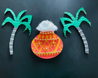 Pongal cardstock Decor, Sankranti cutouts, Bhogi pallu backdrop decor, Indian festive decor,  pooja backdrop