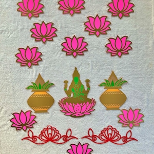 Varalakshmi/ Lakshmi Devi cutouts/ House warming/ Gruhapravesam / Indian Pooja Decor/ Pooja Backdrop