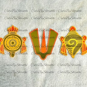 Sankhu Chakra Namam cutouts/House warming /Gruhapravesam/Pooja Decor/Indian festive decor/Backdrop decor/Indian Wedding decor