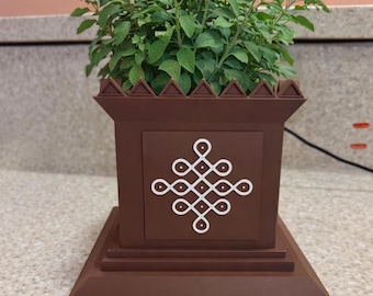Tulasi planter - handcrafted / kolam decor/Indian festive decor/House warming/Gruhapravesam  / varlakshmi r