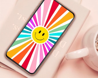 Smiley Rainbow Phone Wallpaper