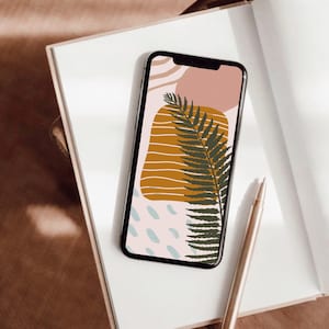 Boho Abstract Leaf Phone Wallpaper