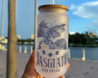 Basgiath War College Glass cup | 18oz  beer can cup, Fourth Wing , Dragon Rider, Violet Sorrengail, Bookish things