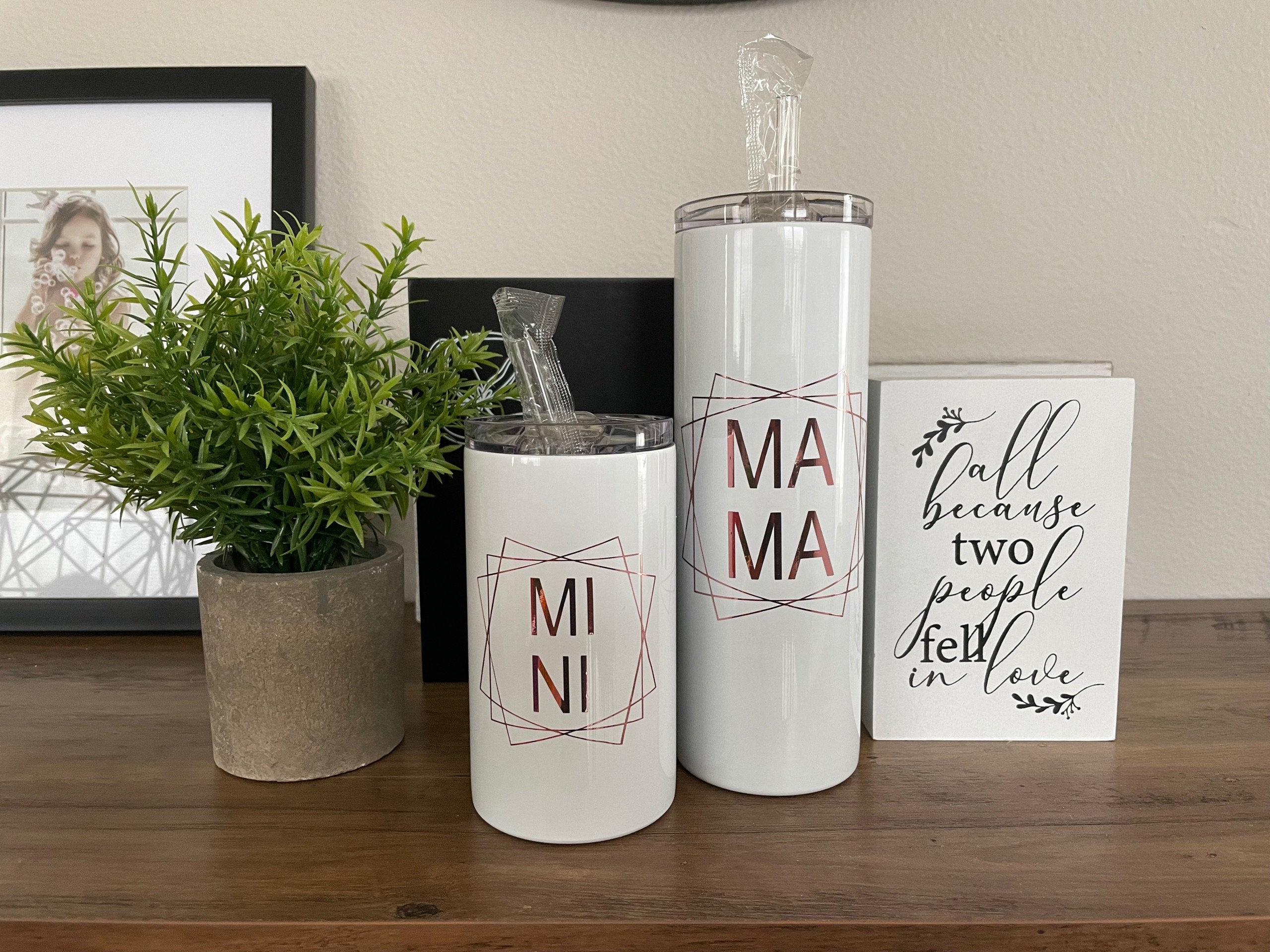 Mama and Mini Matching Minimal Design Tumbler set Rosegold | Etsy