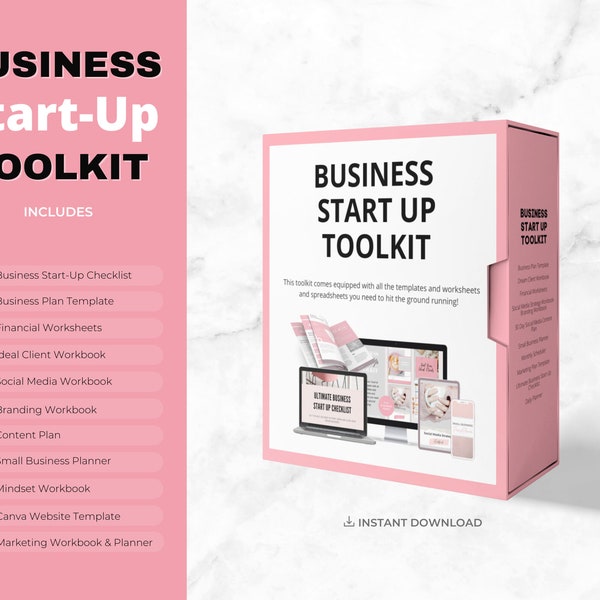 Boîte à outils pour le démarrage d'entreprise | Offre groupée | Modèle de plan d'affaires | Planificateur de petite entreprise | Kit de démarrage d'entreprise | Boîte à outils Side Hustle