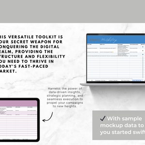 Op de afbeelding: Een digitale marketing toolkit met een blauw-wit kleurenschema. De toolkit bevat een spreadsheet met kolommen voor e-mailonderwerp, inhoud, verzenddatum en andere relevante informatie. De tekst "E-mailmarketing" is zichtbaar bovenaan de spreadsheet. De toolkit is ontworpen om bedrijven te helpen bij het plannen en uitvoeren van hun e-mailmarketingcampagnes.