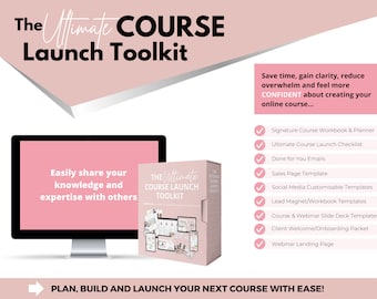 The Ultimate Course Launch Toolkit | Course Creator Kit | Course Templates | Course Planner | Course Sales Page | Course Launch Checklist