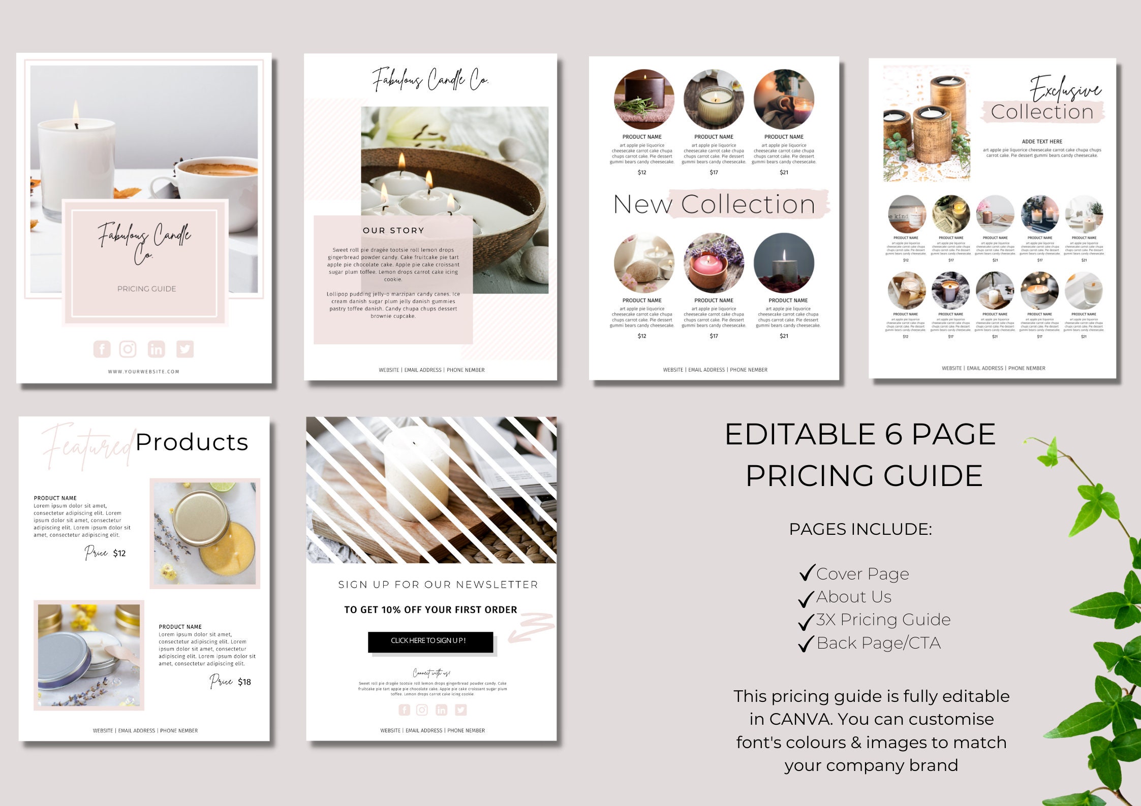 Price List Canva Price Sheet Canva Pricing Guide Template | Etsy