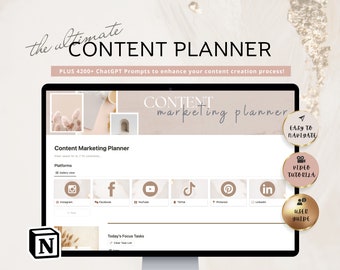 Ultimate Notion Content Planner, Content Calendar, Social Media Planner, Notion Dashboard, Content Creator, Content Marketing