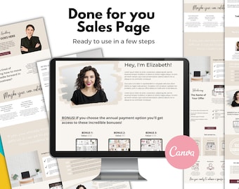 Sales Page Template Canva | Course Sales Page | Canva Website | Course Creator Template | Website for Coaches | Funnel Template