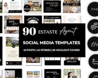 Real Estate Social Media Posts & Highlight Covers, Real Estate Marketing, Real Estate Instagram Template, Real Estate Agent, Realtor Posts