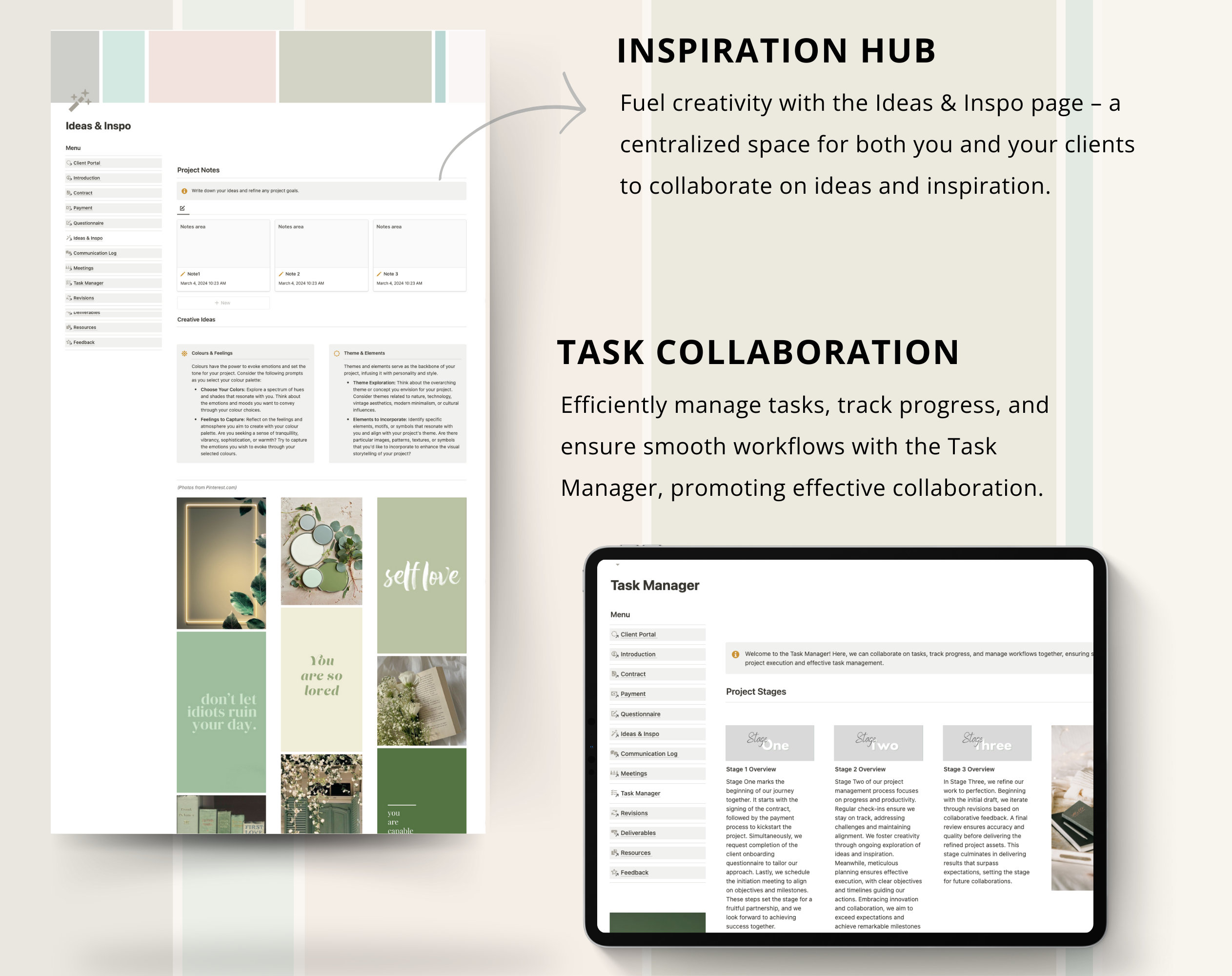 Client Dashboard Notion, Client Portal Notion, CRM, Project Management ...