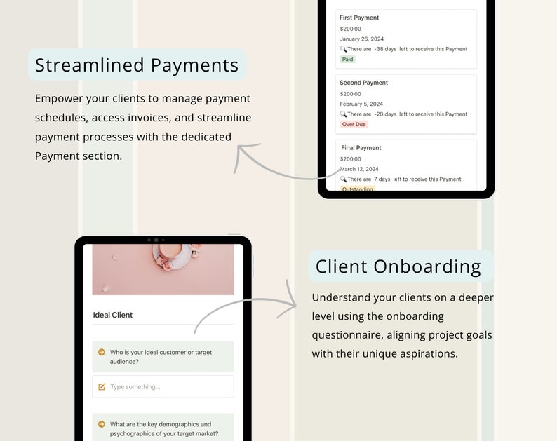 Client Dashboard Notion, Client Portal Notion, CRM, Project Management, Notion Template, Client Onboarding, Freelancer Dashboard image 5