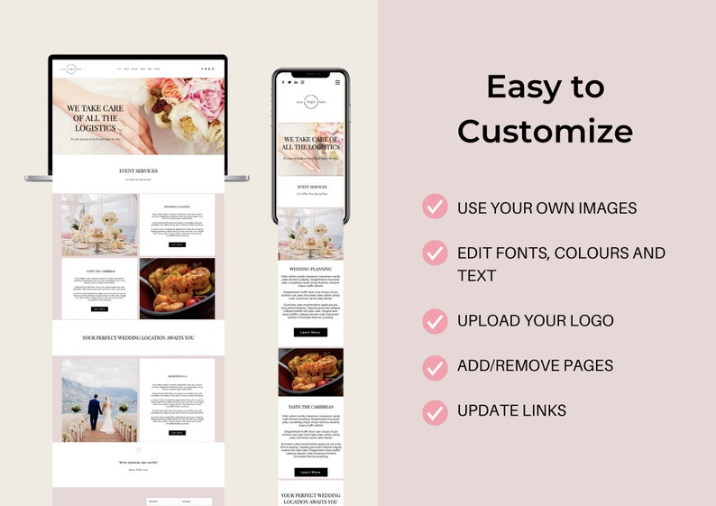 Wedding Planner Website | Wix Website Template | Wedding Website Design | Custom Website Template | Event Planner Website image 2