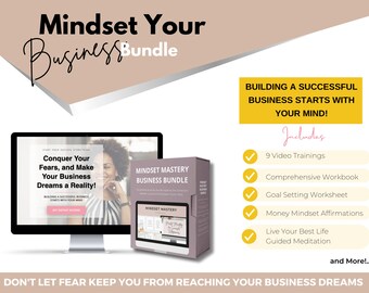 Mindset Business Bundle | Mindset-Course | Mindset-Arbeitsbuch | Journal Prompts | Geführte Meditation | Affirmationen | Stimmung Tracker | Dankbarkeit