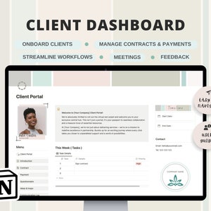 Client Dashboard Notion, Client Portal Notion, CRM, Project Management, Notion Template, Client Onboarding, Freelancer Dashboard image 1
