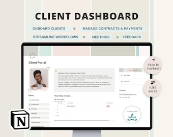 Client Dashboard Notion, Client Portal Notion, CRM, Project Management, Notion Template, Client Onboarding, Freelancer Dashboard