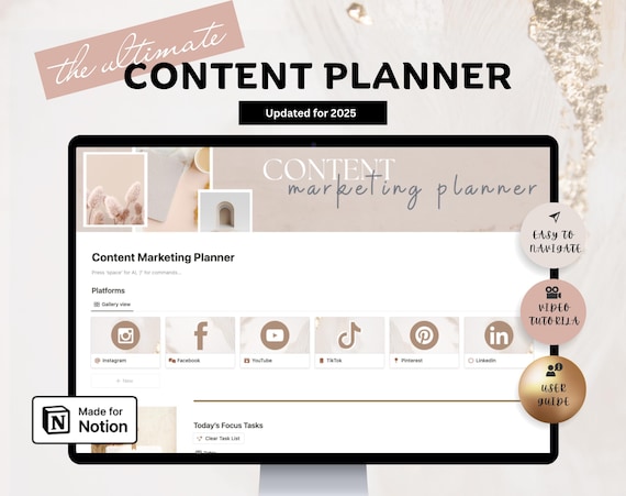 Ultimate Content Marketing System, Social Media Planner, Notion Dashboard Content Calendar, podcast, Notion Content Marketing Planner