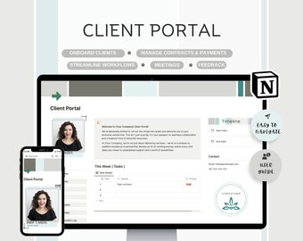 Client Portal Notion, Client Dashboard, Notion Template, Client Onboarding, Client Template, Project Management
