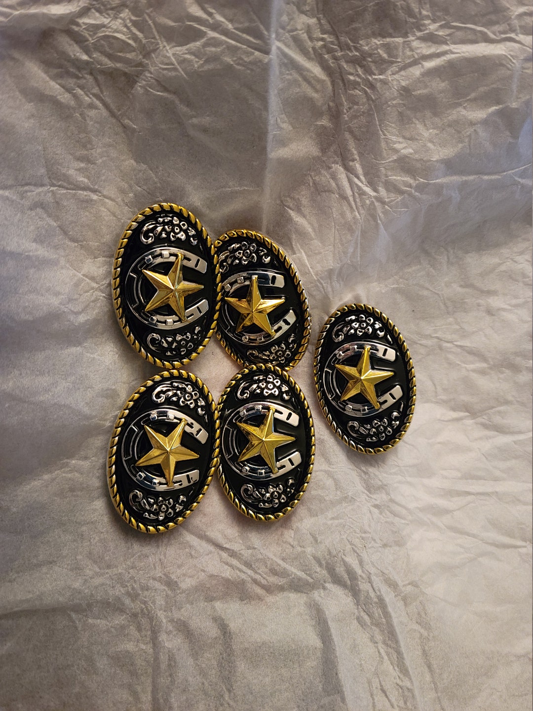 5 Horseshoe Screwback Conchos Etsy