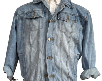 Vintage Maxam Denim Jacket Long Sleeve Jean 80s 90s Y2K Men's Size Large VTG, Vintage Denim Jacket Men,