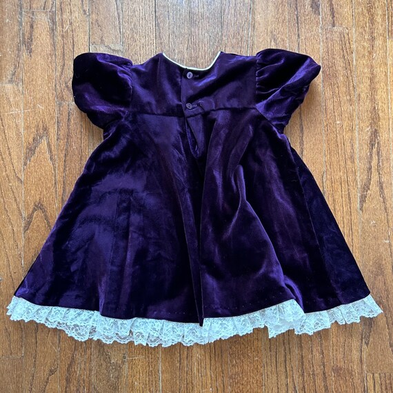 Vintage Girls Dress Size 3T Velour Lace Purple Ve… - image 8