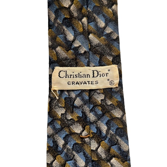 Vintage Christian Dior Tie Gray Textured Geometri… - image 4