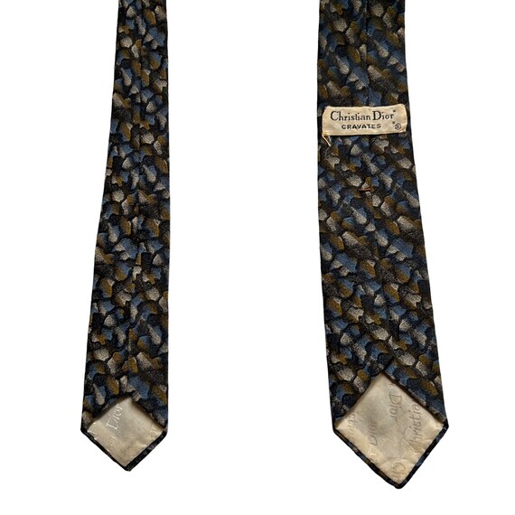 Vintage Christian Dior Tie Gray Textured Geometri… - image 5