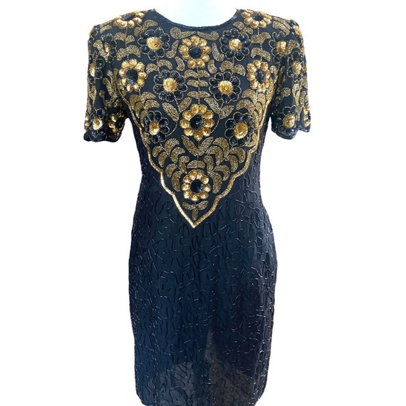 Vintage Dress 80s Sequin Trophy Cocktail Evening … - image 1