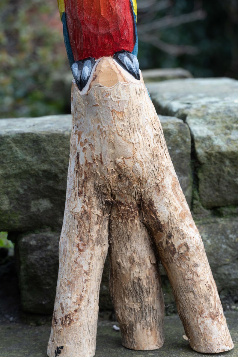 Hand Carved Wooden Scarlet Macaw - Etsy - Handmade Wooden Parrot Cages For Macaw