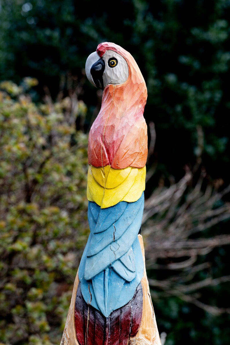 Picture of Hand Carved Wooden Scarlet Macaw - Etsy