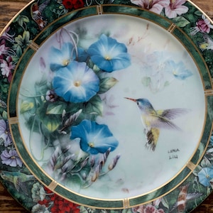 The Anna&#39;s Hummingbird Plate by Lena Liu. Porcelain plate