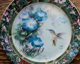 The Violet Crowned Hummingbird Plate by Lena Liu. Porcelain Plate
