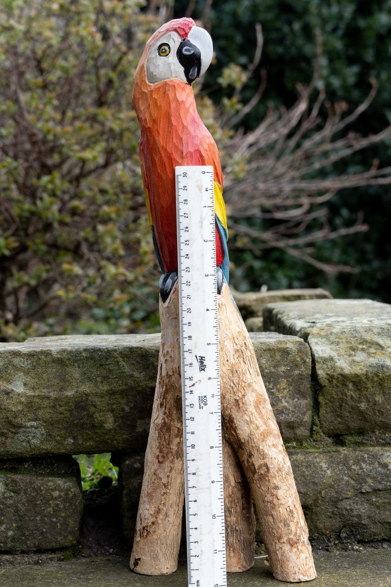 Hand Carved Wooden Scarlet Macaw - Etsy