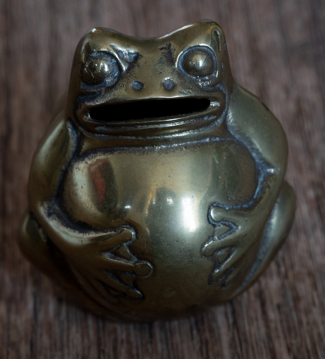 Heavy Brass Frog money box. Frog figurine. Etsy