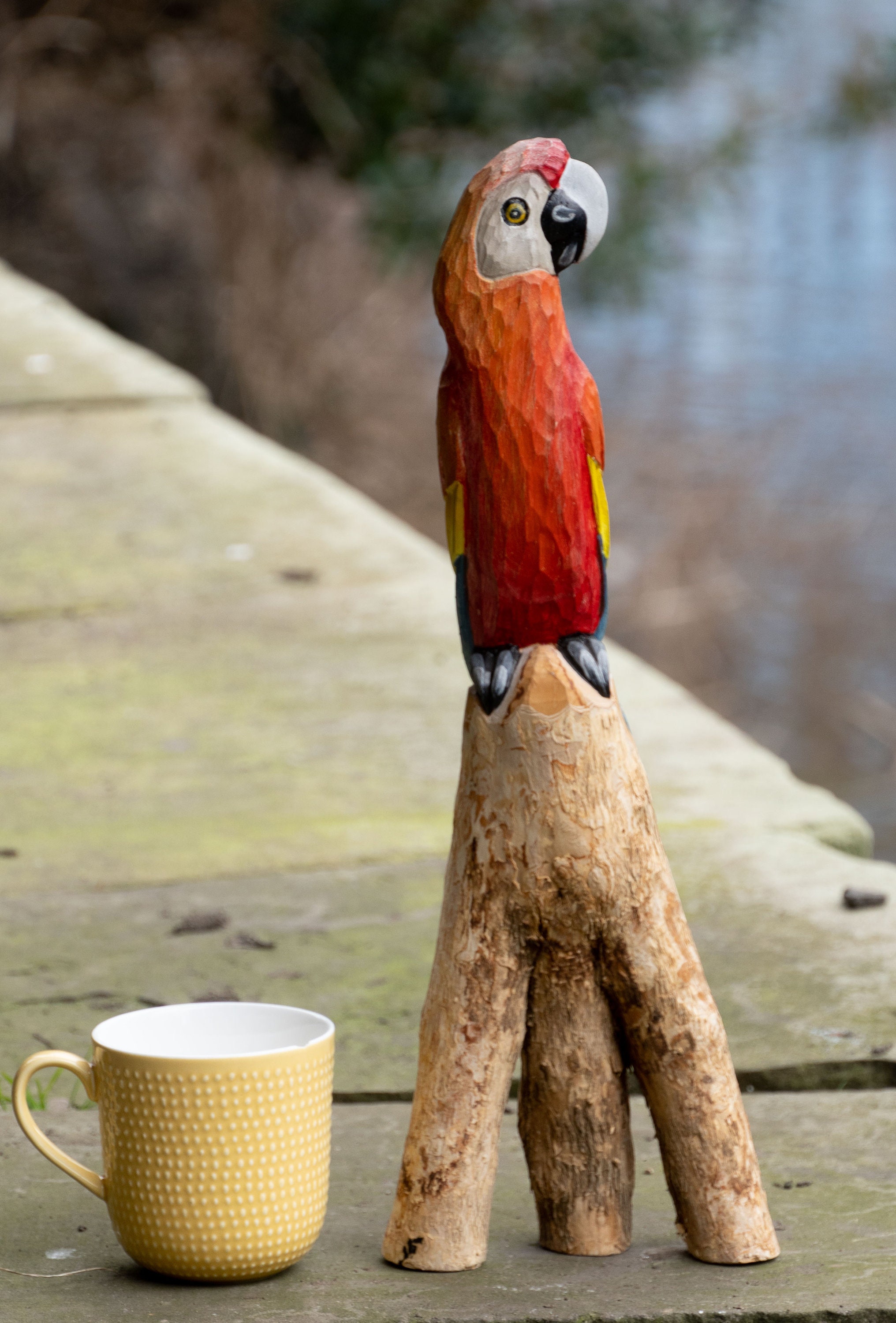 Hand Carved Wooden Scarlet Macaw - Etsy - Handmade Wooden Parrot Cages For Macaw