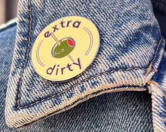 Extra Dirty Olive Enamel Pin | Dirty Martini | Olive Pin | Cocktail Hard Enamel Pin | Hard Enamel Pin | Martini Pin | Kawaii Enamel Pin |