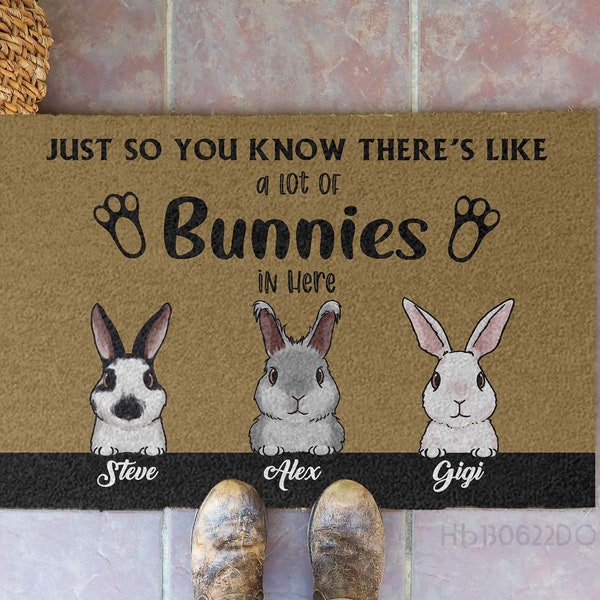 Rabbit Custom Doormat, Just So You Know There's Like A Lot Of Bunnies In Here Mat, Personalized Bunny Decorative Mat, Paillasson Personnali