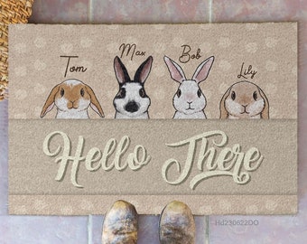 Welcome To The Rabbit House Doormat, Hello There Bunny Doormat, Personalized Decorative Mat, Spring Decor,Funny Mat,Paillasson Personnali