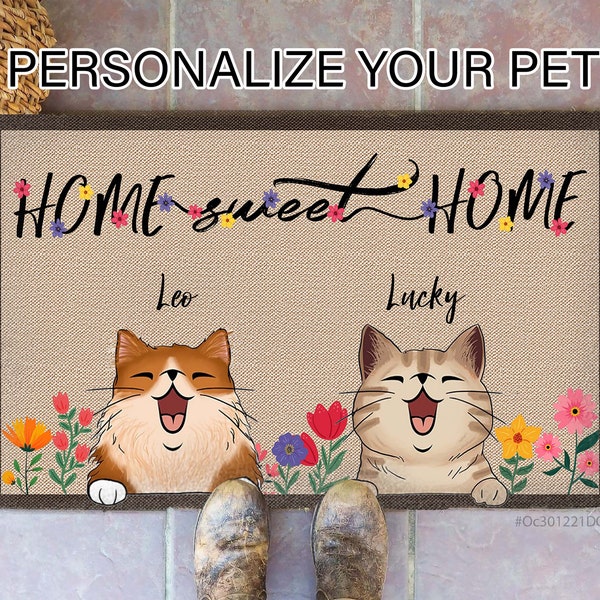 Zerbino per gatti personalizzato, Zerbino per gatti Home Sweet Home, Tappeto per gatti, Regalo per gli amanti dei gatti, Zerbino carino, Regalo per mamma gatto, Zerbino per animali personalizzato, Papà gatto